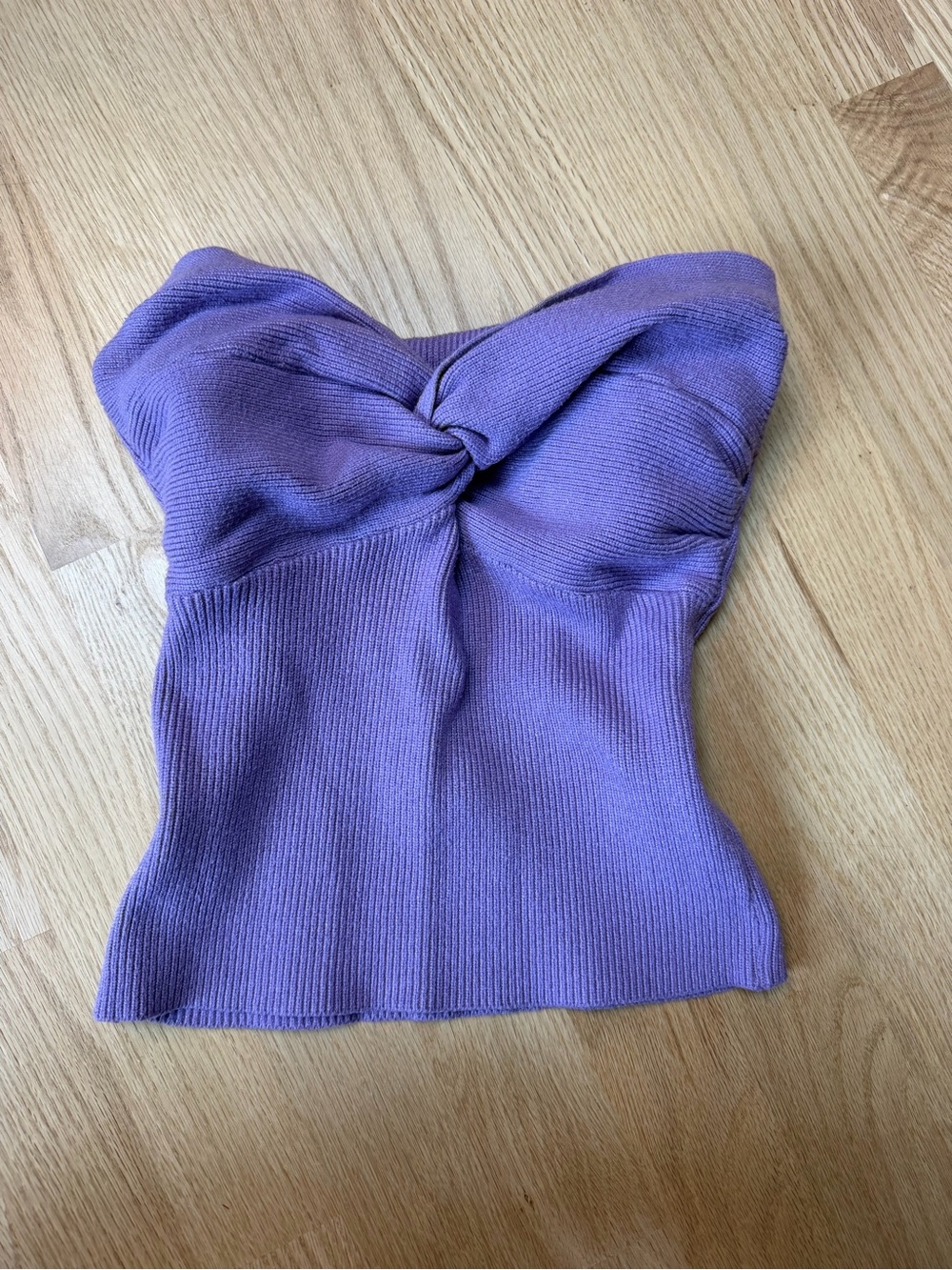 Strapless Twist Front Ribbed Tube Top - Lavender